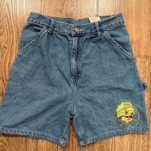 Vintage Carpenter Looney Tunes Youth Denim Shorts Size 14 Tweety EUC
